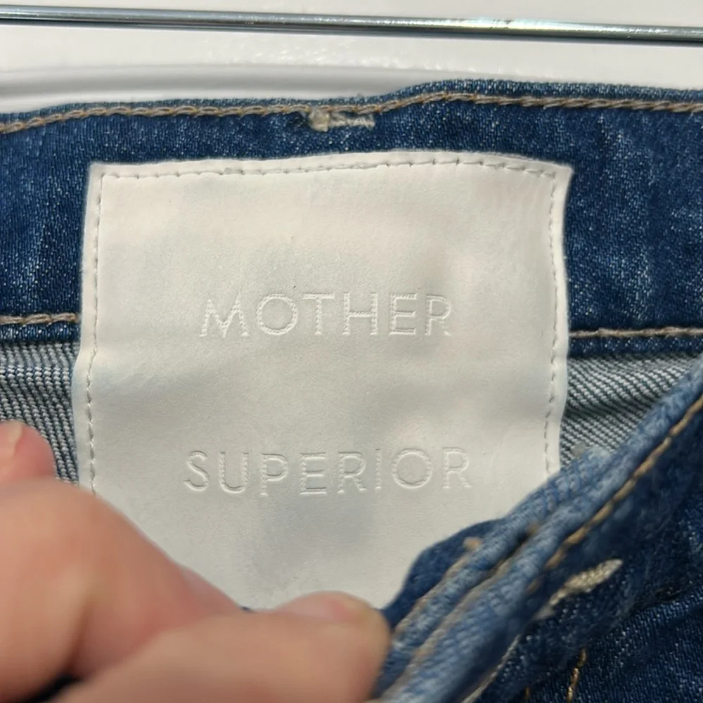 MOTHER JEANS size 25 THE INSIDER CROP STEP FRAY WOMAN TEAMING UP dark wash - Picture 9 of 16